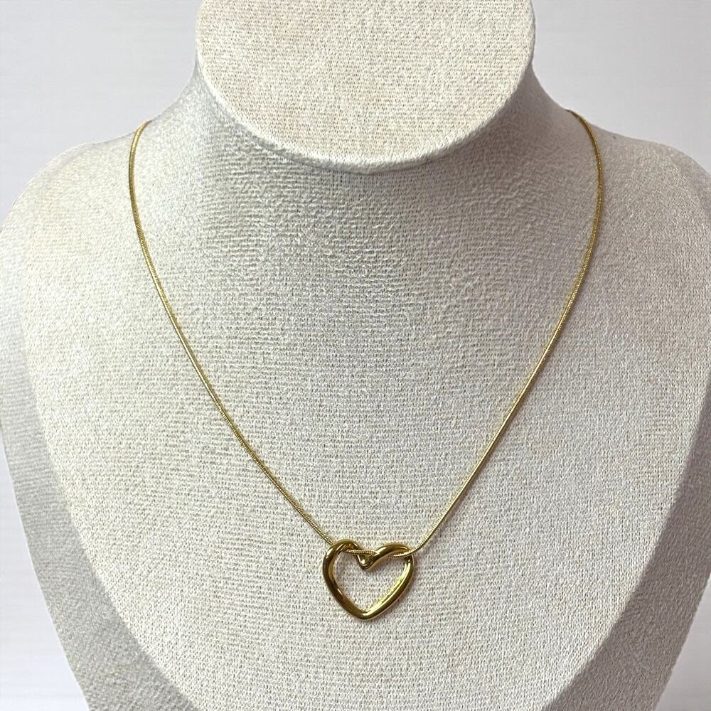 18K Gold Plated Open Heart Pendant Necklace